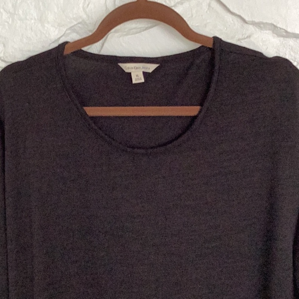 Calvin Klein jeans top XL Variegated black fabric long sleeve